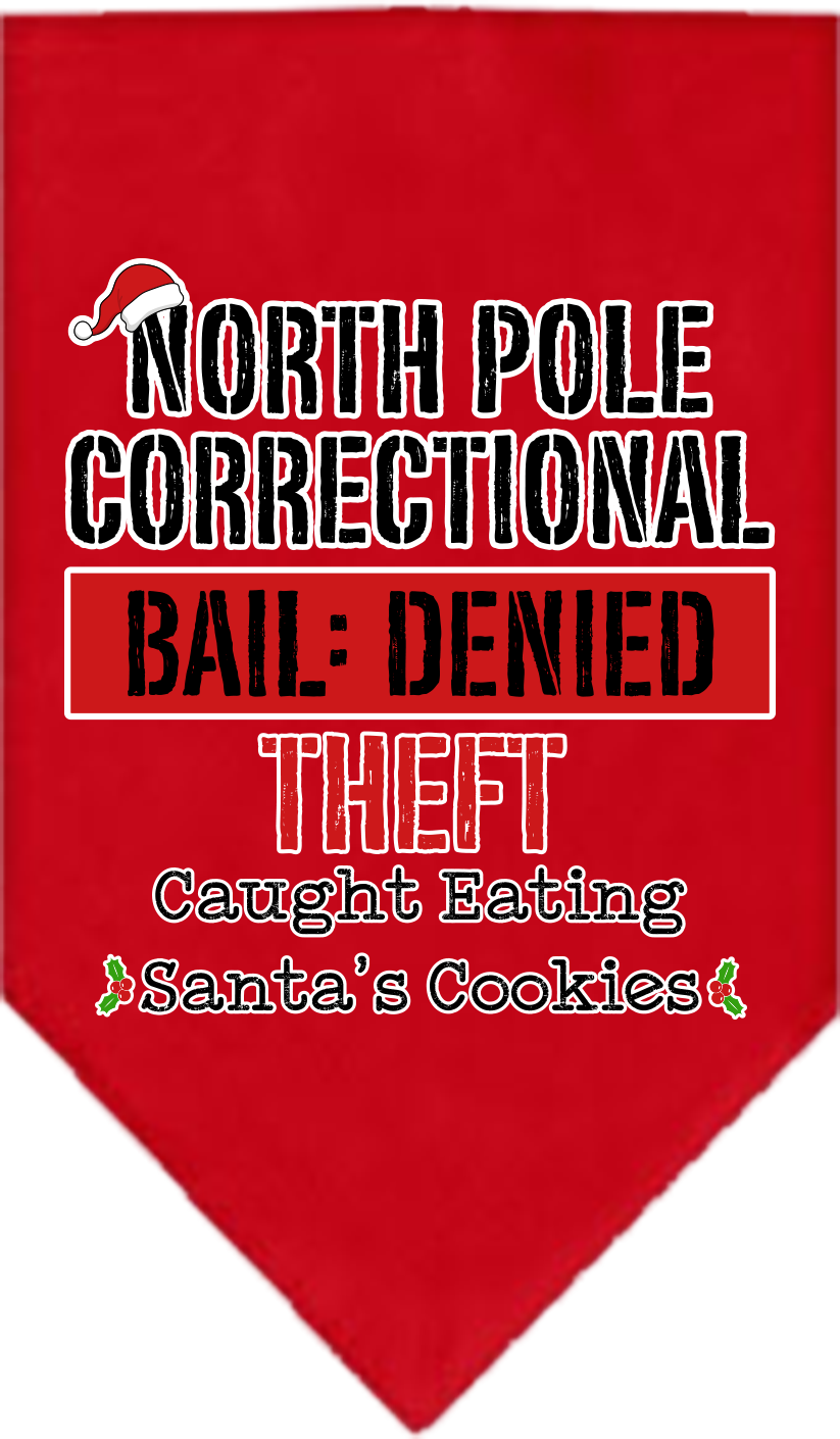 North Pole Correctional Screen Print Bandana Red Size Large
